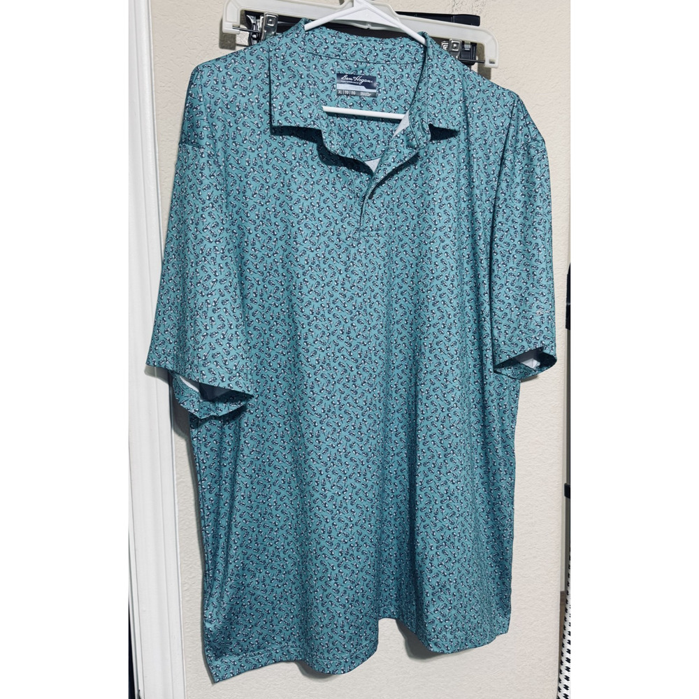 Ben Hogan Performance Golf Polo Shirt mens XL teal green cocktail drinks print